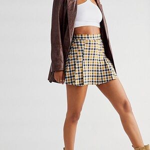 Free People Plaid A-Line Skirt